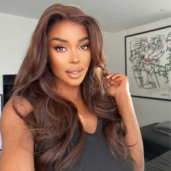 13x4 Luxury Lace Front Wig-Chocolate Brown-Loose Body Wave & Straight
