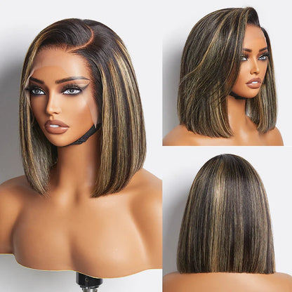 6x5 Glueless Bob Wig - Blonde Highlights / 12"