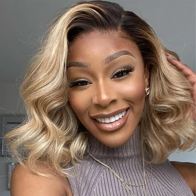 6x5 Glueless Bob Wig - Blonde with Dark Roots