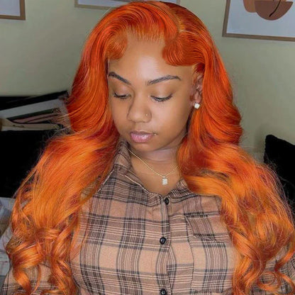13x4 Lace Front Body Wave Wig - Orange