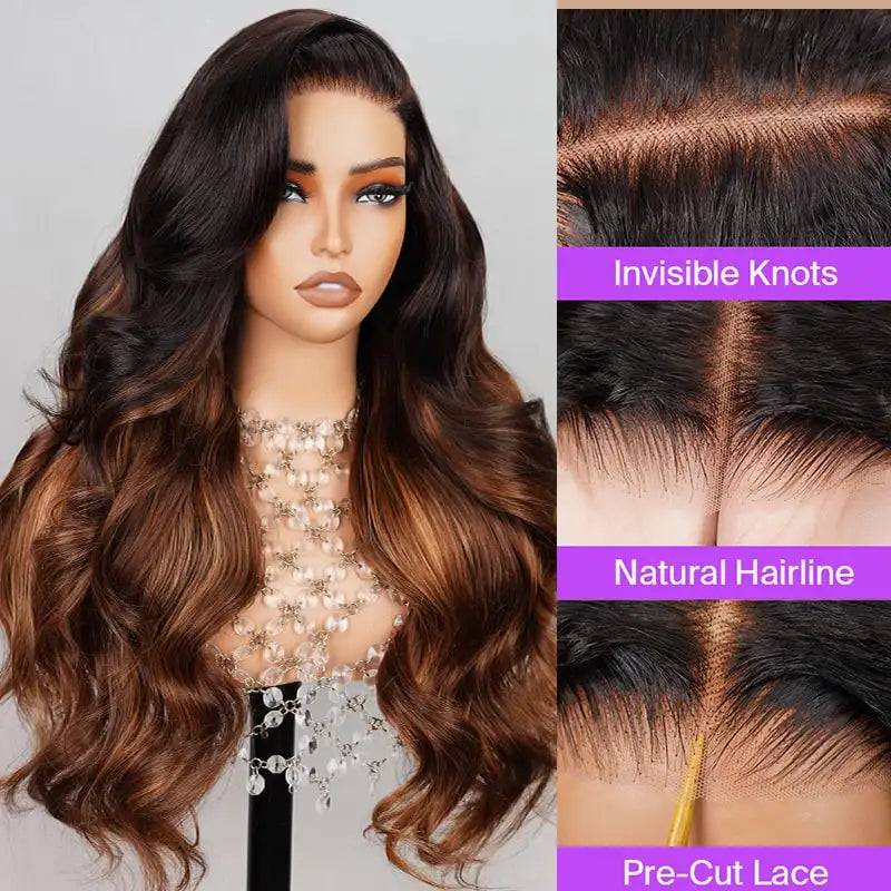 6x5 Glueless Wig - Chestnut Brown Ombre