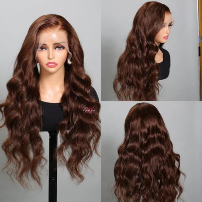 13x4 Luxury Lace Front Wig-Chocolate Brown-Loose Body Wave & Straight