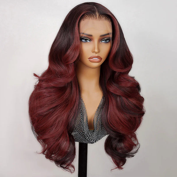 ❤️MAVI RED BODY-WAVE  22” LACE FRONT Wig *NWT❤️ Red Color Lace Front Wigs Body Wave Skin Melt HD Lace Human  main image 3