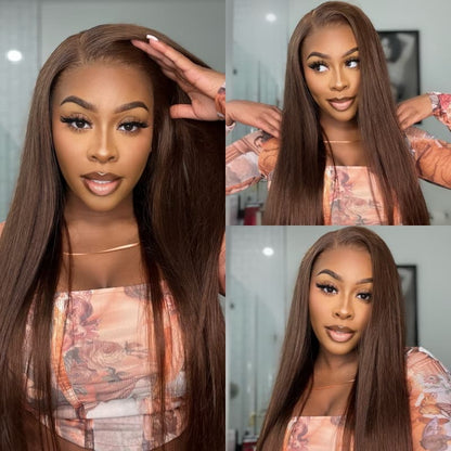 13x4 Luxury Lace Front Wig-Chocolate Brown-Loose Body Wave & Straight